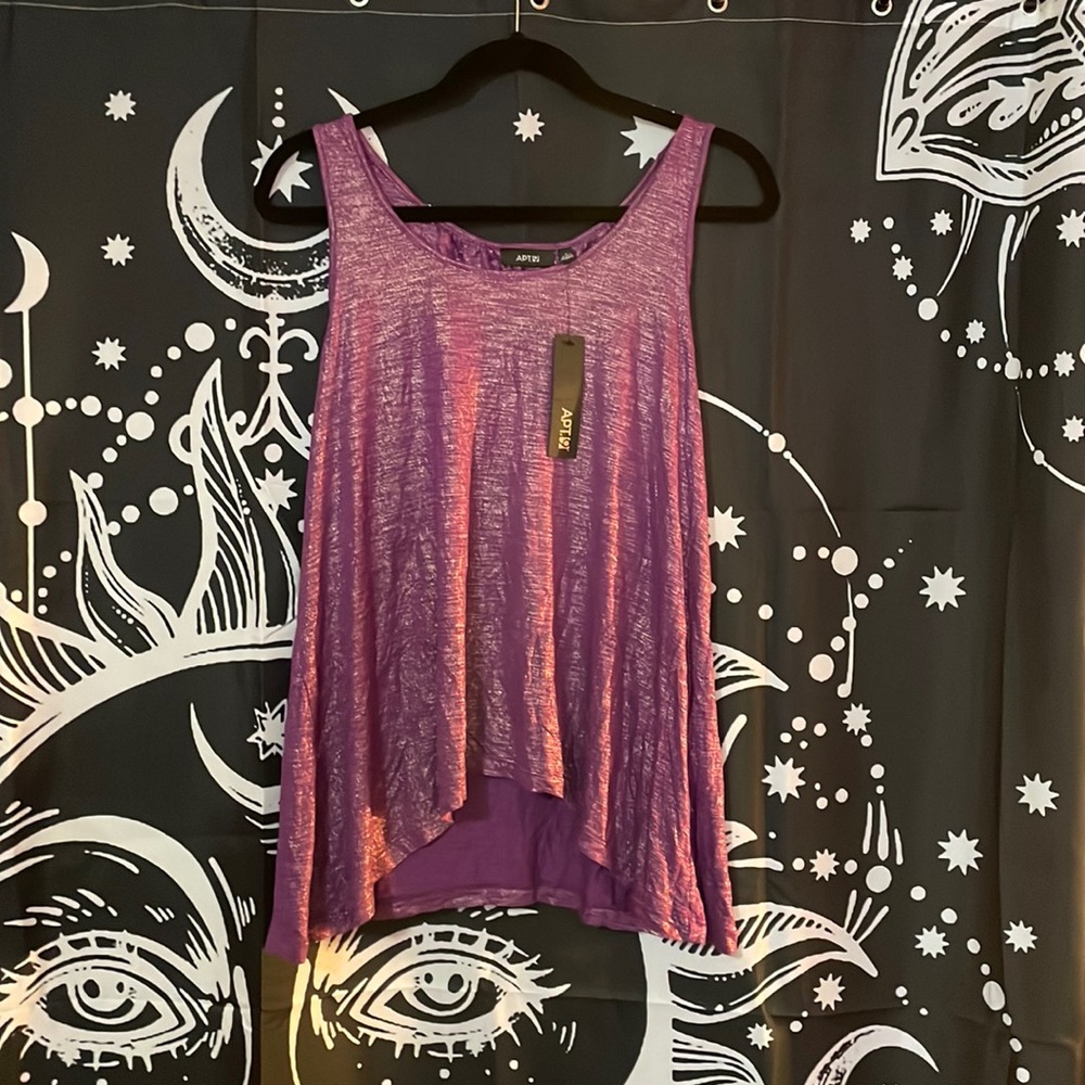 APT9 purple shimmery blouse with tie in back